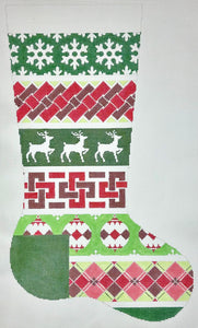 Red Green Snowflake Stocking