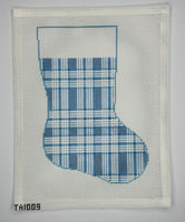 Blue and White Plaid Midi Sock
