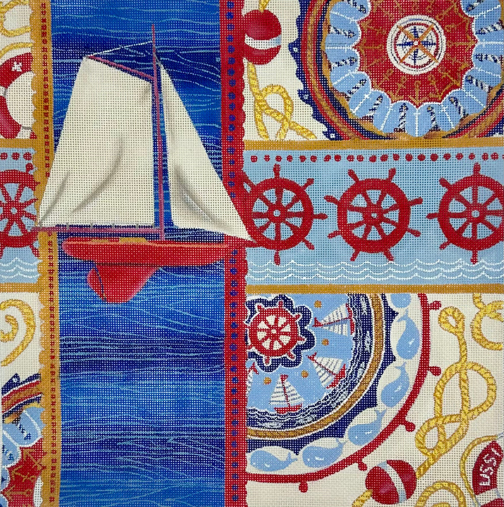 Nautical Suzani Collage I - Sailboat