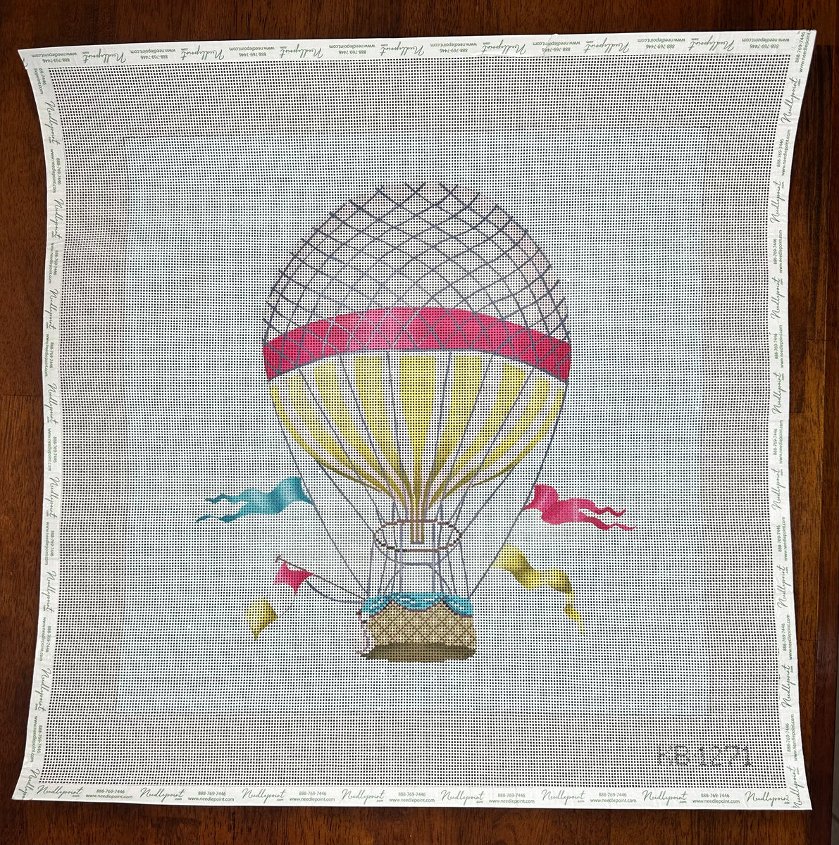 Hot Air Balloon - Large Pink | Needlepoint Destashing