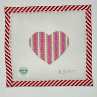 Striped Gold Heart - Pink
