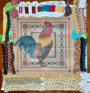 Rooster Pillow with threads