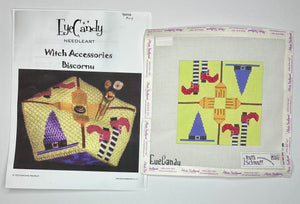 Witch Accessories Biscornu with stitch guide