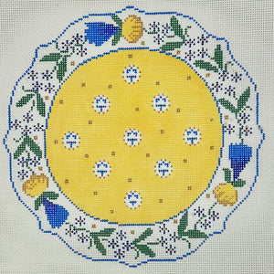 French Plate - Yellow, Blue, White