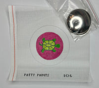 Button Cover - Turtle on Pink
