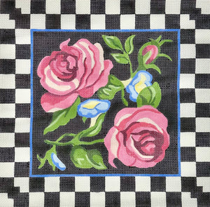 Roses with Checkered Border