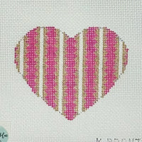 Striped Gold Heart - Pink
