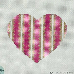 Striped Gold Heart - Pink