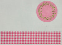 Lg. Round Box - Gingham with Floral Vine (no hardware)
