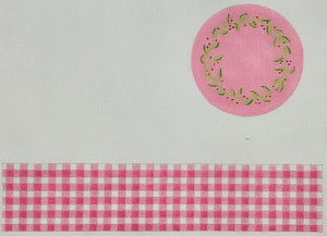 Lg. Round Box - Gingham with Floral Vine (no hardware)