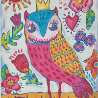 Spunky Owl w/Crown and Flowers