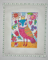 Spunky Owl w/Crown and Flowers
