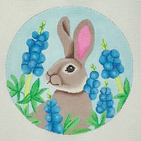 Bunny With Bluebonnets Round