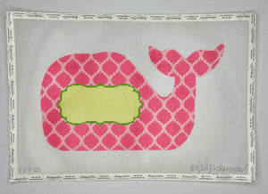 Medium Whale Quatrefoil Damask w/Monogram Medallion