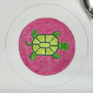 Button Cover - Turtle on Pink