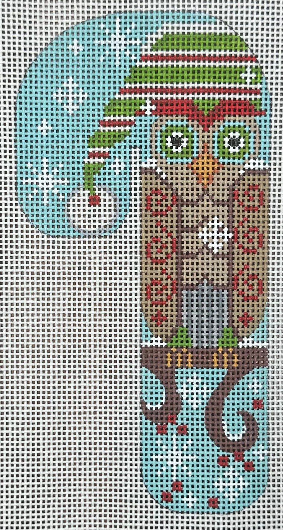 Owl Candy Cane  Needlepoint Destashing