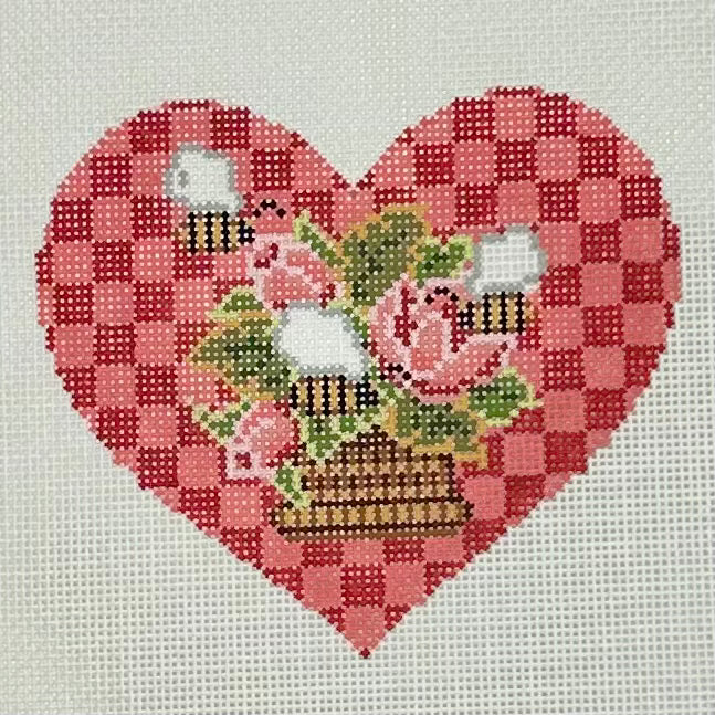 Red and Pink Christmas Rose Heart