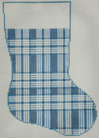 Blue and White Plaid Midi Sock
