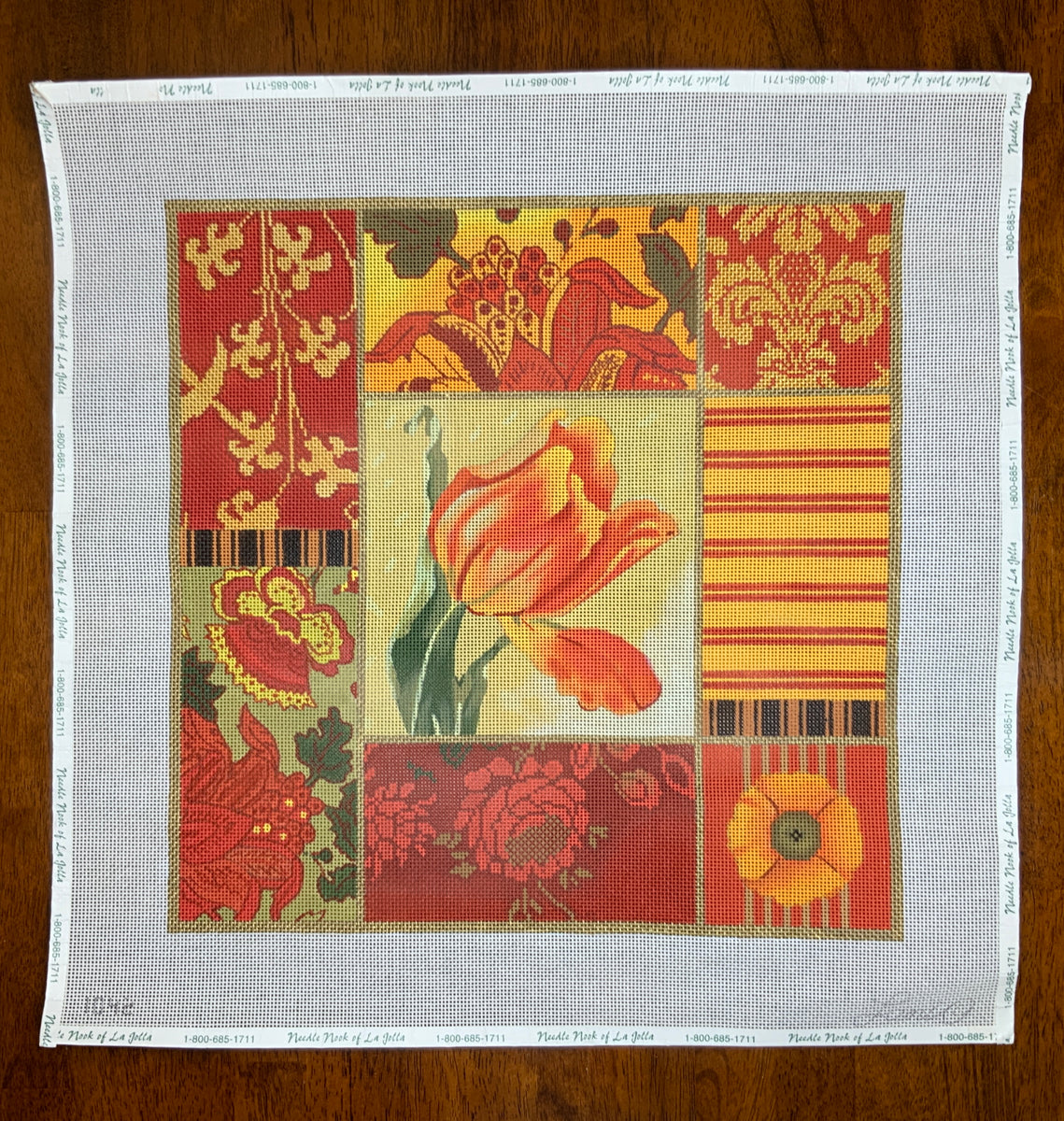 Red Tulip Collage | Needlepoint Destashing