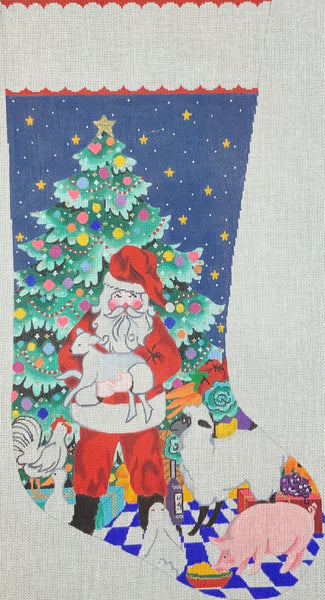 NeedlepointUS: Magic Santa Hand Painted Needlepoint Stocking Canvas,  Christmas Needlepoint, AXS332