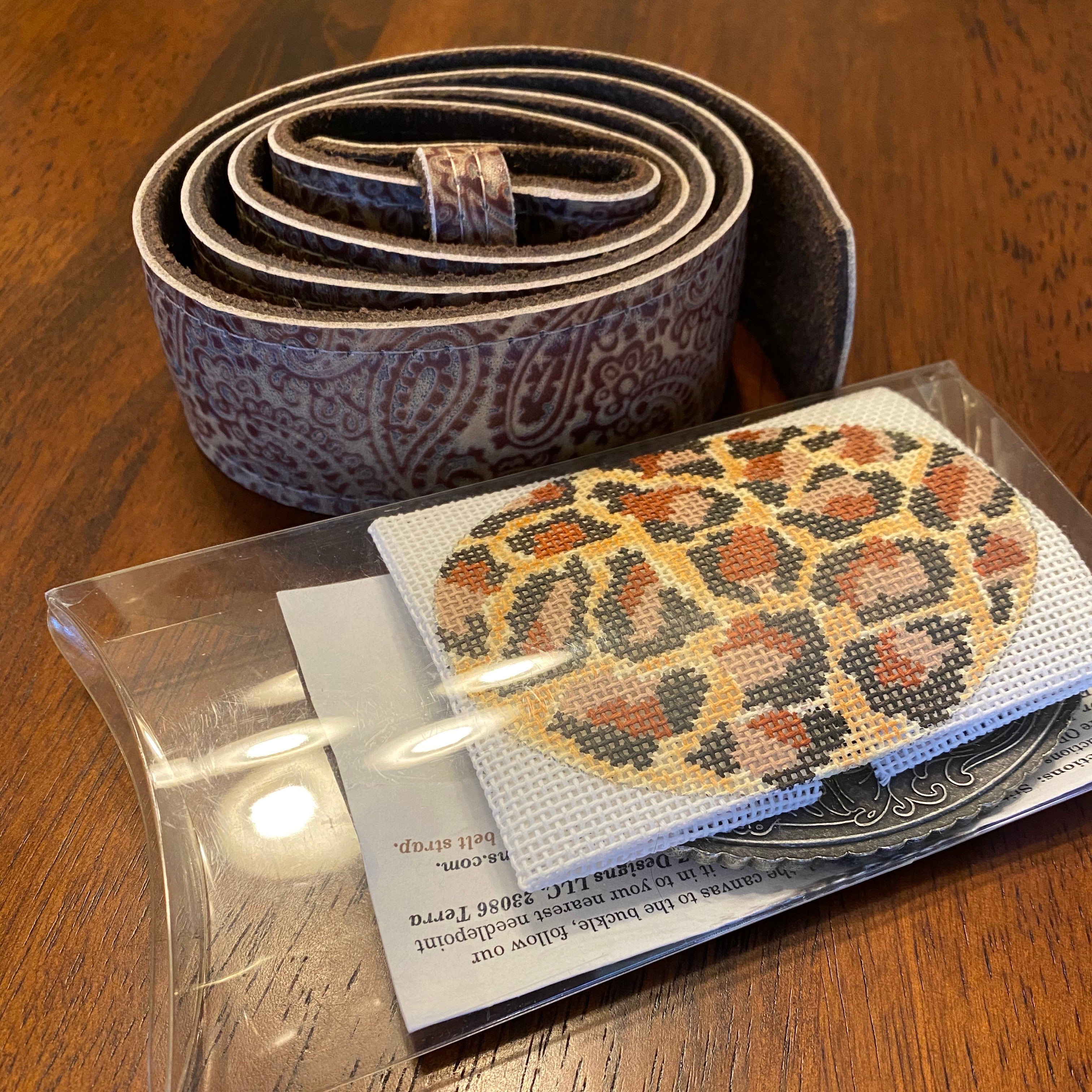 Leopard Needlepoint offers Canvas and Belt Buckle